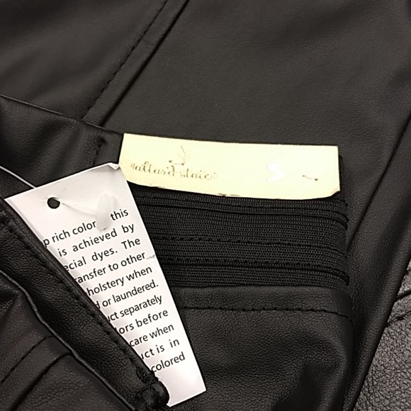 SMALL Black VEGAN LEATHER Skinny Pants BP67 - Picture 5 of 5